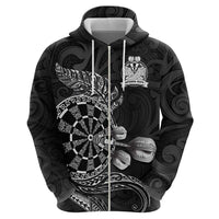 Personalised New Zealand Aotearoa Darts Masters Hoodie Tribal Silver Fern and Ta Moko Dartboard LT03 - Polynesian Pride
