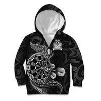 Personalised New Zealand Aotearoa Darts Masters Kid Hoodie Tribal Silver Fern and Ta Moko Dartboard LT03 Zip Hoodie Black - Polynesian Pride