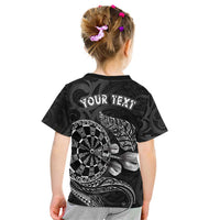 Personalised New Zealand Aotearoa Darts Masters Kid T Shirt Tribal Silver Fern and Ta Moko Dartboard LT03 - Polynesian Pride