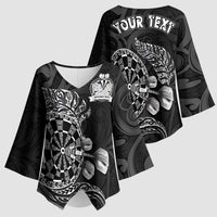 Personalised New Zealand Aotearoa Darts Masters Kimono Sleeve Blouse Tribal Silver Fern and Ta Moko Dartboard LT03 - Polynesian Pride