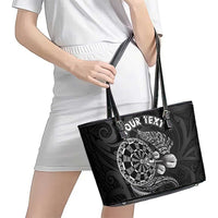 Personalised New Zealand Aotearoa Darts Masters Leather Tote Bag Tribal Silver Fern and Ta Moko Dartboard LT03 - Polynesian Pride