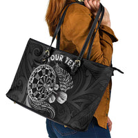 Personalised New Zealand Aotearoa Darts Masters Leather Tote Bag Tribal Silver Fern and Ta Moko Dartboard LT03 - Polynesian Pride