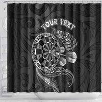 Personalised New Zealand Aotearoa Darts Masters Shower Curtain Tribal Silver Fern and Ta Moko Dartboard LT03 - Polynesian Pride