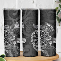 Personalised New Zealand Aotearoa Darts Masters Skinny Tumbler Tribal Silver Fern and Ta Moko Dartboard LT03 - Polynesian Pride