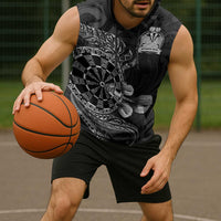 Personalised New Zealand Aotearoa Darts Masters Sleeveless Hoodie Tribal Silver Fern and Ta Moko Dartboard LT03 - Polynesian Pride