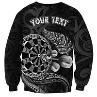 Personalised New Zealand Aotearoa Darts Masters Sweatshirt Tribal Silver Fern and Ta Moko Dartboard LT03 - Polynesian Pride