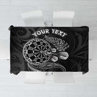 Personalised New Zealand Aotearoa Darts Masters Tablecloth Tribal Silver Fern and Ta Moko Dartboard LT03 Black - Polynesian Pride