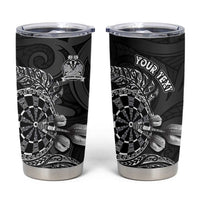 Personalised New Zealand Aotearoa Darts Masters Tumbler Cup Tribal Silver Fern and Ta Moko Dartboard LT03 Black - Polynesian Pride