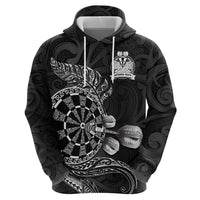 Personalised New Zealand Aotearoa Darts Masters Zip Hoodie Tribal Silver Fern and Ta Moko Dartboard LT03 - Polynesian Pride