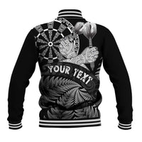 Personalised New Zealand Aotearoa Darts Masters Baseball Jacket Silver Fern and Maori Spirit LT03 - Polynesian Pride
