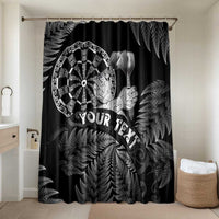 Personalised New Zealand Aotearoa Darts Masters Bathroom Set Silver Fern and Maori Spirit LT03 Shower Curtain Only Black - Polynesian Pride