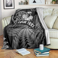 Personalised New Zealand Aotearoa Darts Masters Blanket Silver Fern and Maori Spirit LT03 Black - Polynesian Pride