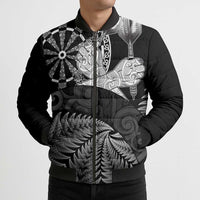 Personalised New Zealand Aotearoa Darts Masters Bomber Puffer Jacket Silver Fern and Maori Spirit LT03 - Polynesian Pride