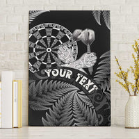 Personalised New Zealand Aotearoa Darts Masters Canvas Wall Art Silver Fern and Maori Spirit LT03 Without Frame Black - Polynesian Pride