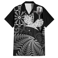 Personalised New Zealand Aotearoa Darts Masters Hawaiian Shirt Silver Fern and Maori Spirit LT03 Black - Polynesian Pride