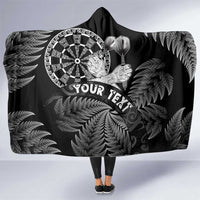 Personalised New Zealand Aotearoa Darts Masters Hooded Blanket Silver Fern and Maori Spirit LT03 One Size Black - Polynesian Pride