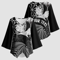 Personalised New Zealand Aotearoa Darts Masters Kimono Sleeve Blouse Silver Fern and Maori Spirit LT03 - Polynesian Pride