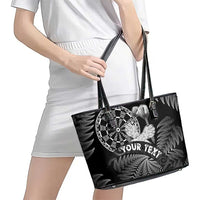 Personalised New Zealand Aotearoa Darts Masters Leather Tote Bag Silver Fern and Maori Spirit LT03 - Polynesian Pride