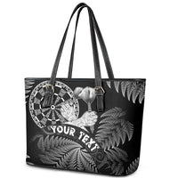 Personalised New Zealand Aotearoa Darts Masters Leather Tote Bag Silver Fern and Maori Spirit LT03 - Polynesian Pride