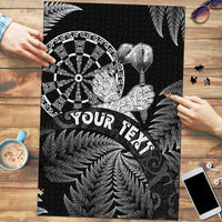 Personalised New Zealand Aotearoa Darts Masters Puzzle Silver Fern and Maori Spirit LT03 Black - Polynesian Pride