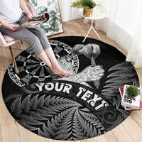 Personalised New Zealand Aotearoa Darts Masters Round Carpet Silver Fern and Maori Spirit LT03 - Polynesian Pride
