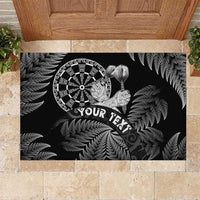 Personalised New Zealand Aotearoa Darts Masters Rubber Doormat Silver Fern and Maori Spirit LT03 Black - Polynesian Pride