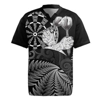 Personalised New Zealand Aotearoa Darts Masters Rugby Jersey Silver Fern and Maori Spirit LT03 Black - Polynesian Pride