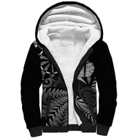 Personalised New Zealand Aotearoa Darts Masters Sherpa Hoodie Silver Fern and Maori Spirit LT03 Unisex Black - Polynesian Pride