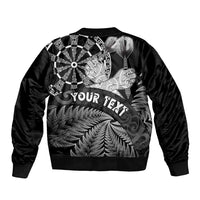 Personalised New Zealand Aotearoa Darts Masters Sleeve Zip Bomber Jacket Silver Fern and Maori Spirit LT03 - Polynesian Pride