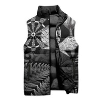 Personalised New Zealand Aotearoa Darts Masters Sleeveless Puffer Jacket Silver Fern and Maori Spirit LT03 - Polynesian Pride