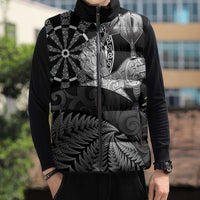 Personalised New Zealand Aotearoa Darts Masters Sleeveless Puffer Jacket Silver Fern and Maori Spirit LT03 - Polynesian Pride