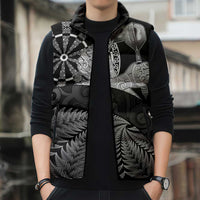 Personalised New Zealand Aotearoa Darts Masters Sleeveless Puffer Jacket Silver Fern and Maori Spirit LT03 - Polynesian Pride