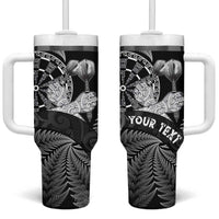 Personalised New Zealand Aotearoa Darts Masters Tumbler With Handle Silver Fern and Maori Spirit LT03 One Size: 40 oz Black - Polynesian Pride