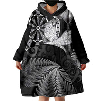 Personalised New Zealand Aotearoa Darts Masters Wearable Blanket Hoodie Silver Fern and Maori Spirit LT03 - Polynesian Pride