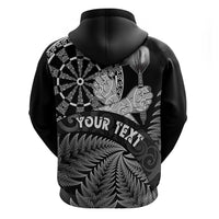 Personalised New Zealand Aotearoa Darts Masters Zip Hoodie Silver Fern and Maori Spirit LT03 - Polynesian Pride