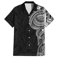 Traditional Polynesian Art Tattoos Family Matching Off Shoulder Maxi Dress and Hawaiian Shirt Black Color LT03 Dad's Shirt - Short Sleeve Black - Polynesian Pride