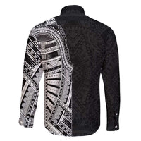 Traditional Polynesian Art Tattoos Family Matching Short Sleeve Bodycon Dress and Hawaiian Shirt Black Color LT03 - Polynesian Pride