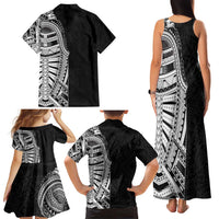 Traditional Polynesian Art Tattoos Family Matching Tank Maxi Dress and Hawaiian Shirt Black Color LT03 - Polynesian Pride