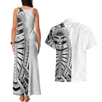 Traditional Polynesian Art Tattoos Couples Matching Tank Maxi Dress and Hawaiian Shirt White Color LT03 - Polynesian Pride