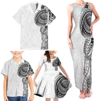 Traditional Polynesian Art Tattoos Family Matching Tank Maxi Dress and Hawaiian Shirt White Color LT03 - Polynesian Pride