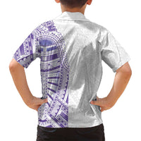 Traditional Polynesian Art Tattoos Family Matching Long Sleeve Bodycon Dress and Hawaiian Shirt Purple Color LT03 - Polynesian Pride