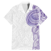 Traditional Polynesian Art Tattoos Family Matching Mermaid Dress and Hawaiian Shirt Purple Color LT03 Dad's Shirt - Short Sleeve Purple - Polynesian Pride