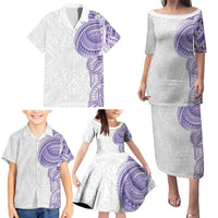 Traditional Polynesian Art Tattoos Family Matching Puletasi and Hawaiian Shirt Purple Color LT03 - Polynesian Pride