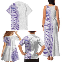 Traditional Polynesian Art Tattoos Family Matching Tank Maxi Dress and Hawaiian Shirt Purple Color LT03 - Polynesian Pride