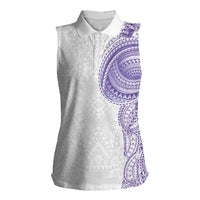 Traditional Polynesian Art Tattoos Women Sleeveless Polo Shirt Purple Color LT03 Female Purple - Polynesian Pride