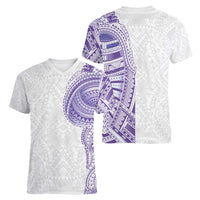 Traditional Polynesian Art Tattoos Women V-Neck T-Shirt Purple Color LT03 - Polynesian Pride