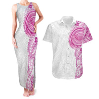 Traditional Polynesian Art Tattoos Couples Matching Tank Maxi Dress and Hawaiian Shirt Pink Color LT03 Pink - Polynesian Pride