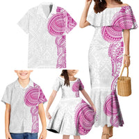 Traditional Polynesian Art Tattoos Family Matching Mermaid Dress and Hawaiian Shirt Pink Color LT03 - Polynesian Pride