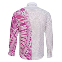 Traditional Polynesian Art Tattoos Family Matching Off Shoulder Maxi Dress and Hawaiian Shirt Pink Color LT03 - Polynesian Pride