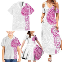 Traditional Polynesian Art Tattoos Family Matching Summer Maxi Dress and Hawaiian Shirt Pink Color LT03 - Polynesian Pride